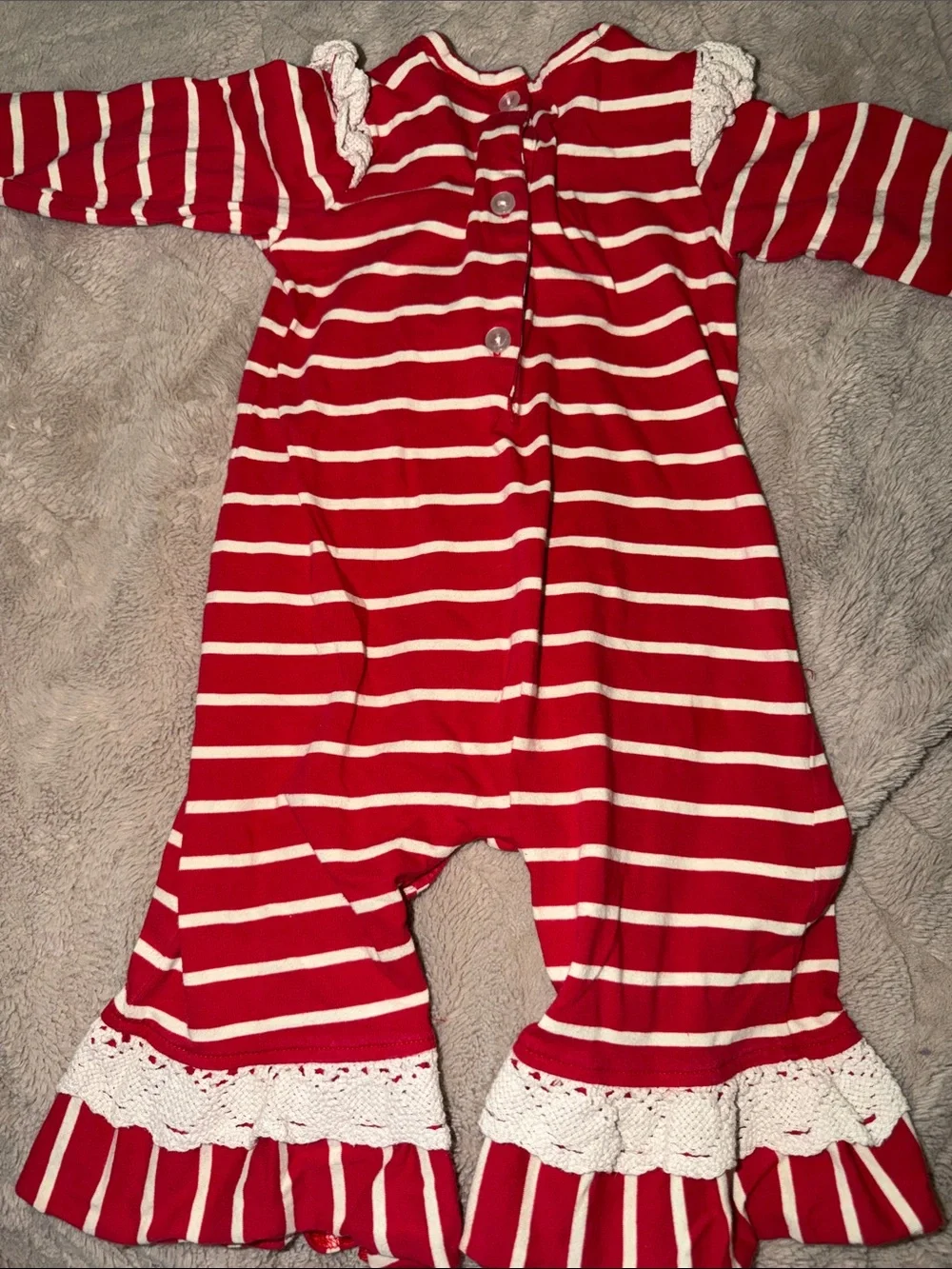 Millie Jay Boutique Red White Striped Ruffle Romper Jumpsuit 12M Fall 2019